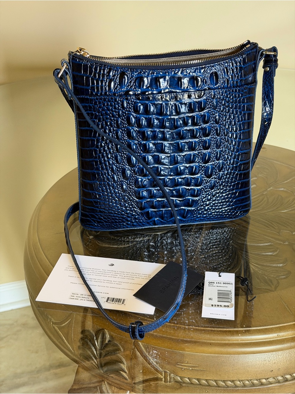 Brahmin Katie Anchor Croc-Embossed Crossbody Bag - Picture 14 of 16